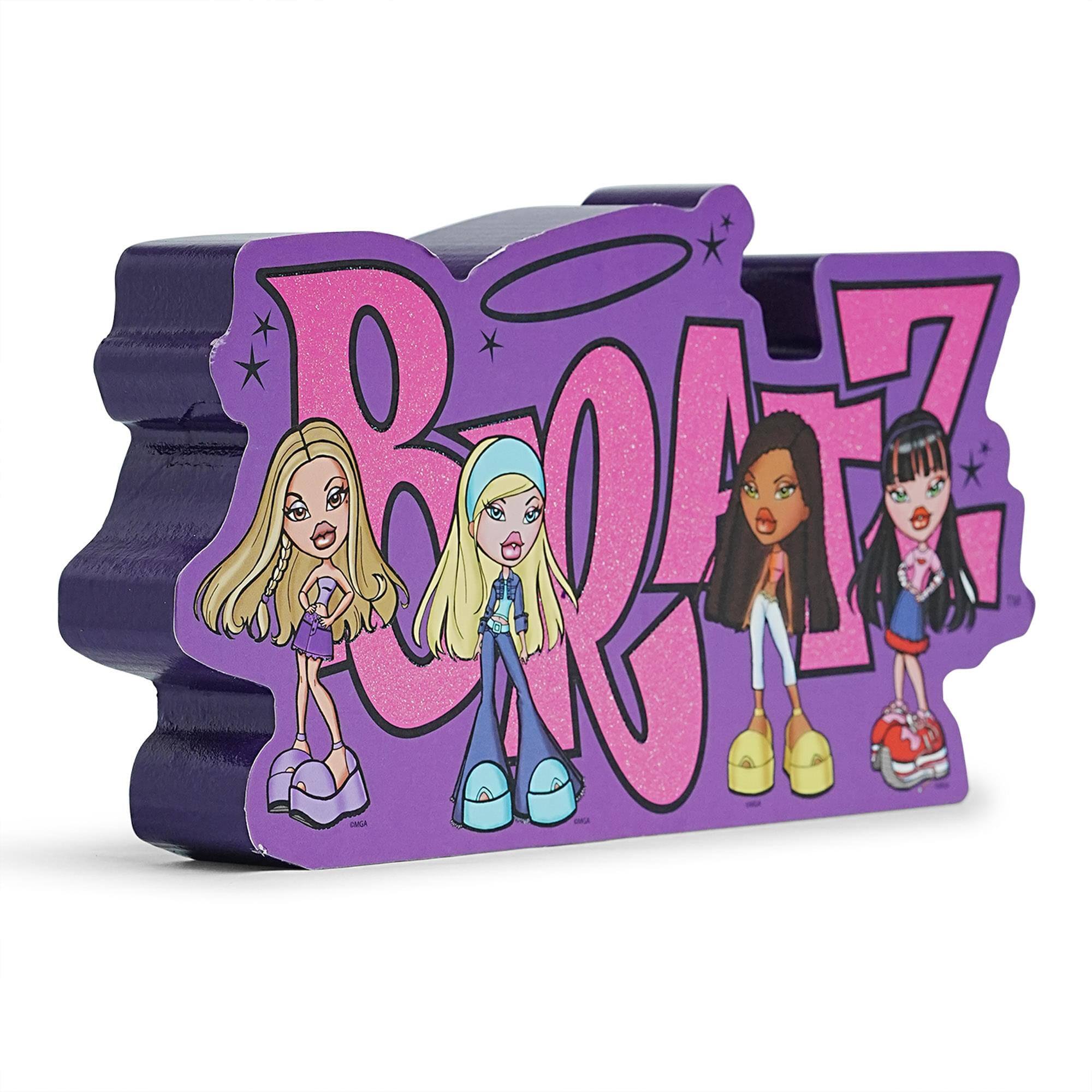 Front. Silver Buffalo - Bratz Squad Die-Cut Wooden Wall Art | 9 x 4 Inches - Purple.