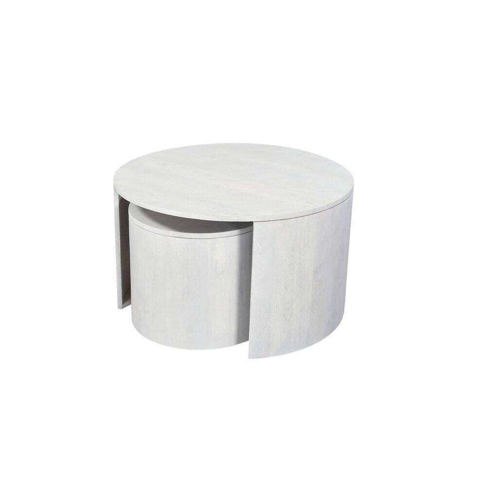 Alt View 1. Carolina Chair & Table - Sable 30" Round Nesting Coffee Table - Whitewash - White.