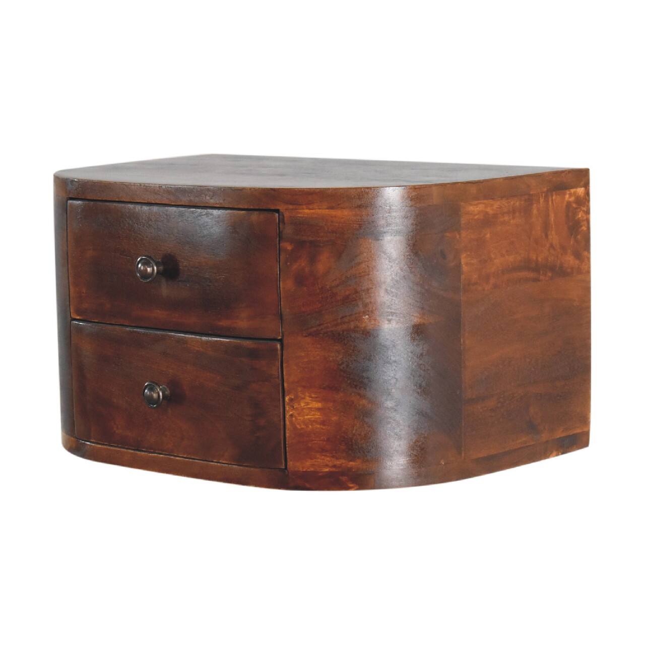Left. Artisan Furniture - Artisan Furniture Solid Wood Lunar 2 Drawer Floating Nightstand, Darkk Brown - Chestnut.