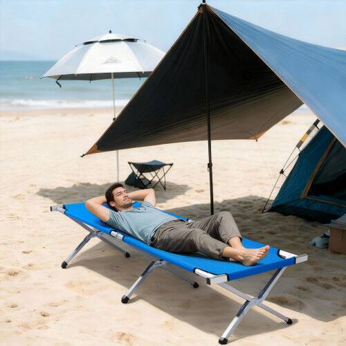 Alt View 9. Winado - 1PC Portable Folding Camping Cot with Camp Bed, Sleeping Cots, Carry Bag for Outdoor Camping Sleeping Nap Beach Travel - Blue.