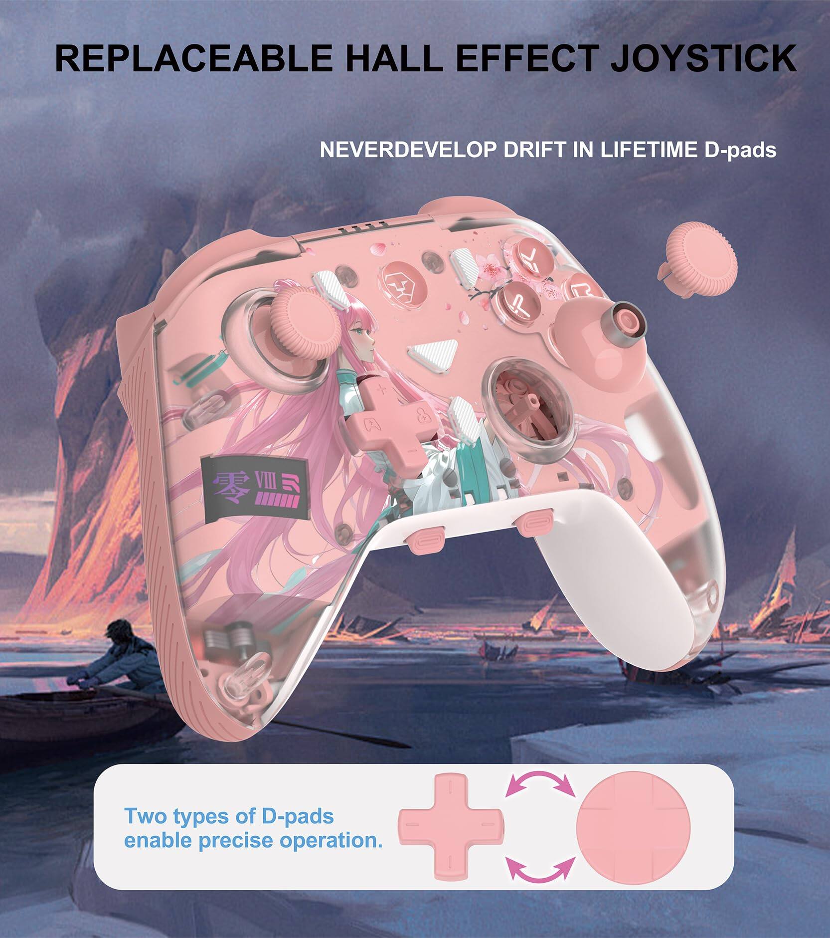 REPLACEABLE HALL EFFECT JOYSTICK

NEVER DEVELOP DRIFT IN LIFETIME D-pads

Two types of D-pads enable precise operation.