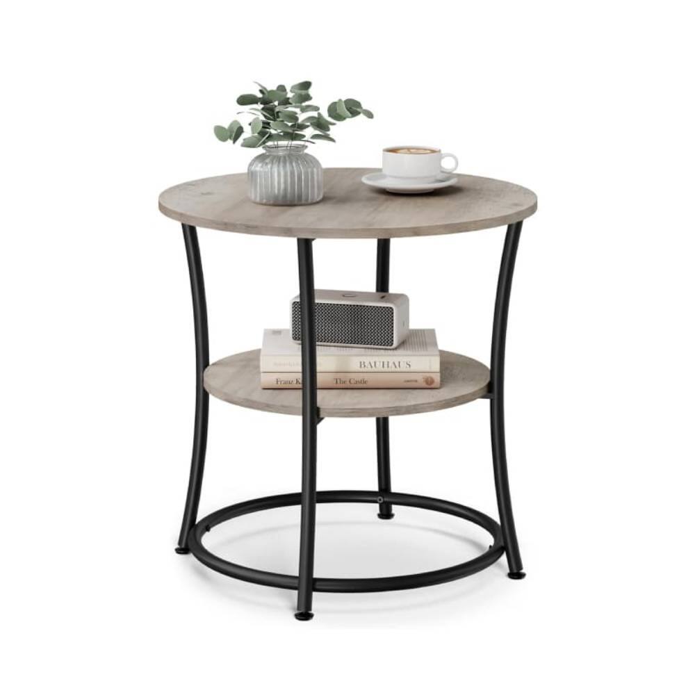 ZenithHome Concepts - Round Side Table With Steel Frame - Greige