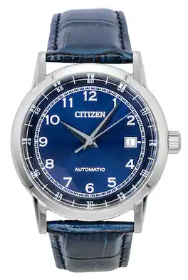 Citizen - Leather Strap Dial Automatic NJ0210-13L Men's Watch - Blue