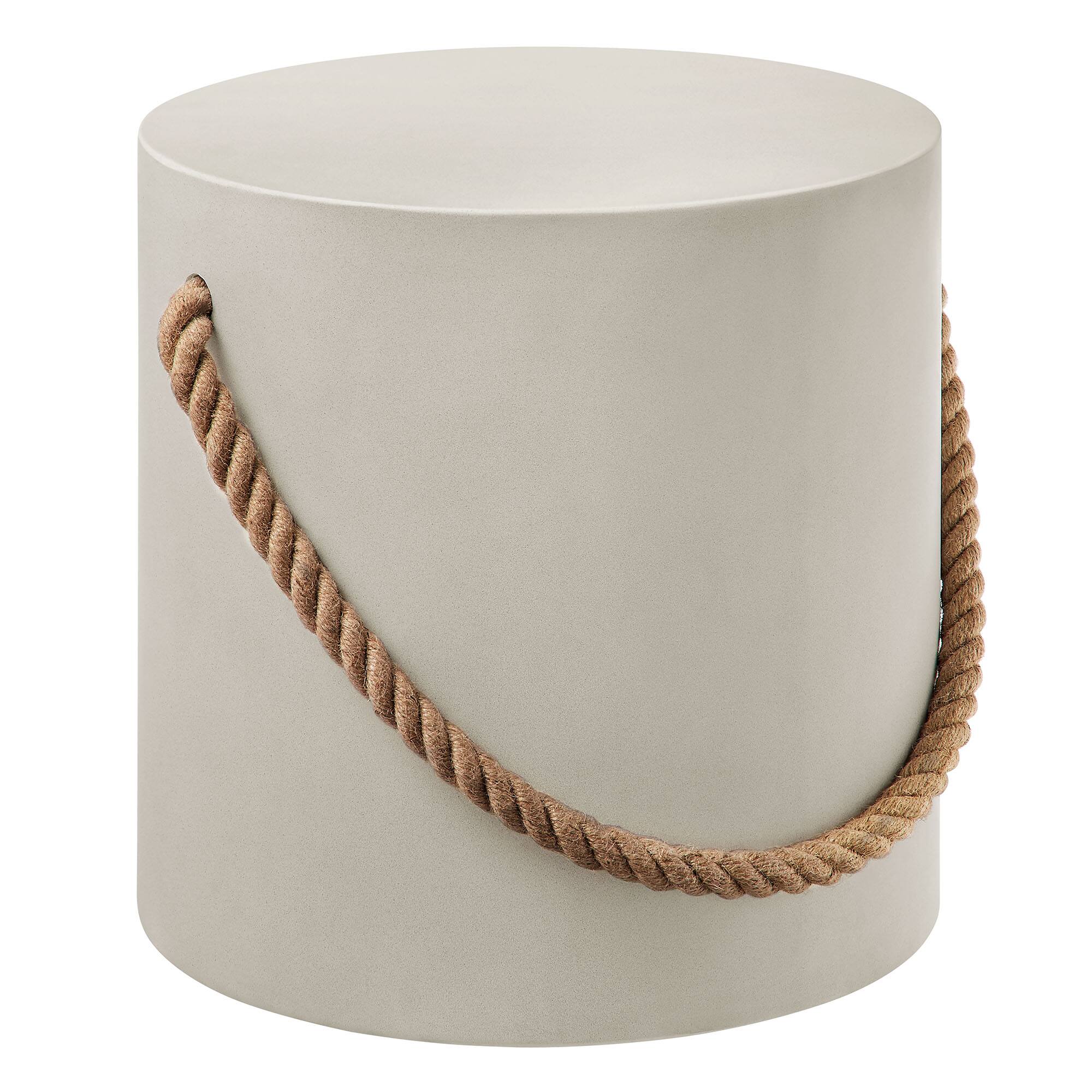Angle. Modway - Isera Indoor - Outdoor Patio Rope Concrete Side Table Stool by Modway - Light Gray.