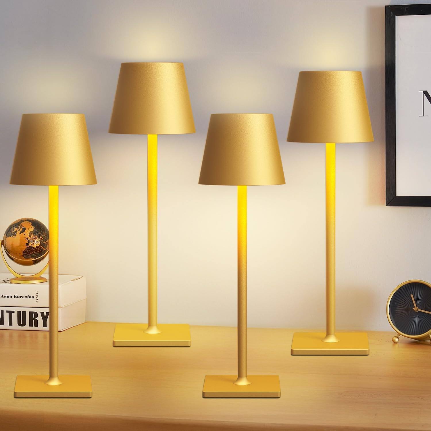 Gold Cordless Lamps Set of 4