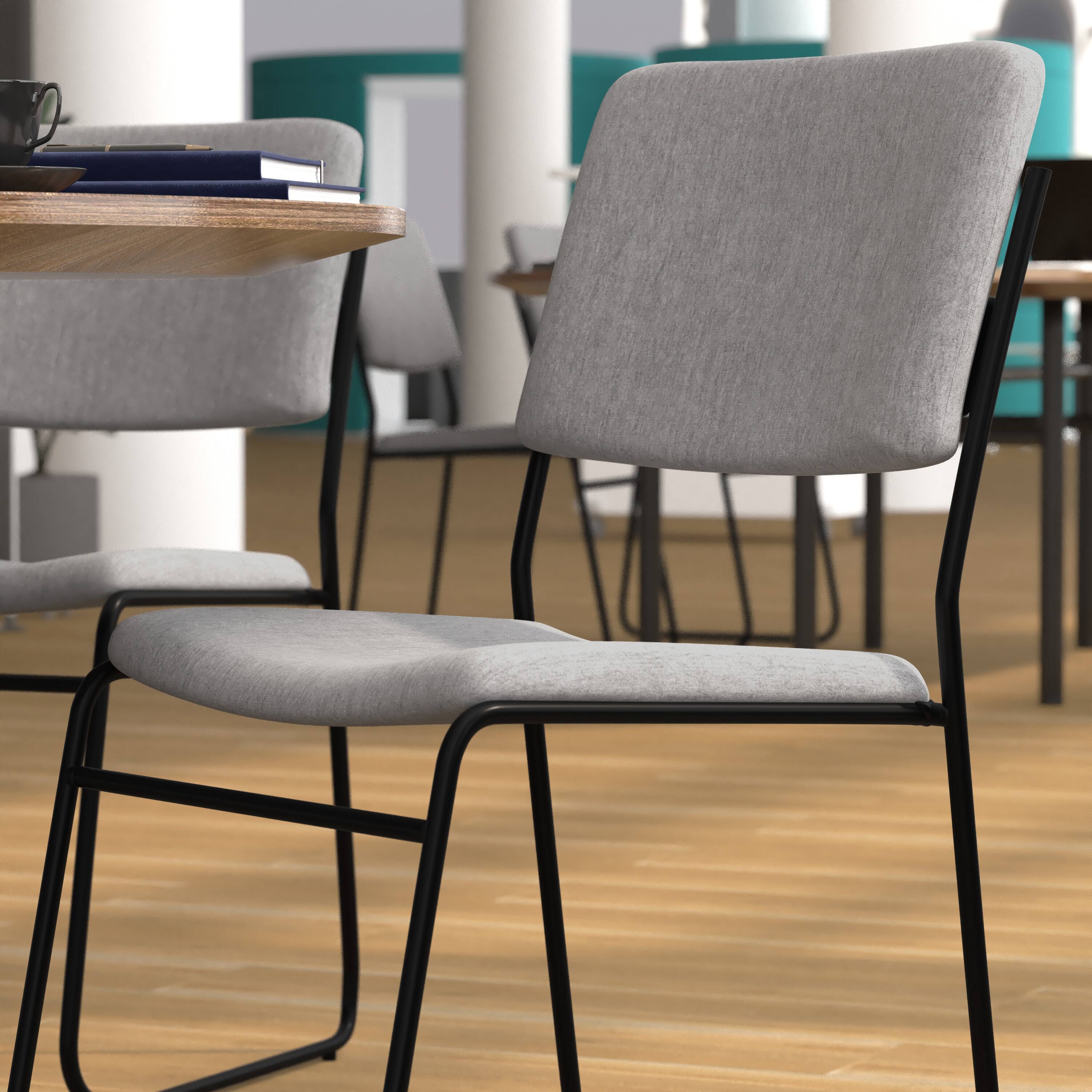 Alt View 4. Emma + Oliver - 500 lb. Capacity High Density Stacking Chair with Sled Base - Gray Fabric/Black Frame.