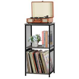 Oumilen - 3-Tier Turntable Stand with Vinyl Record Storage - Gray