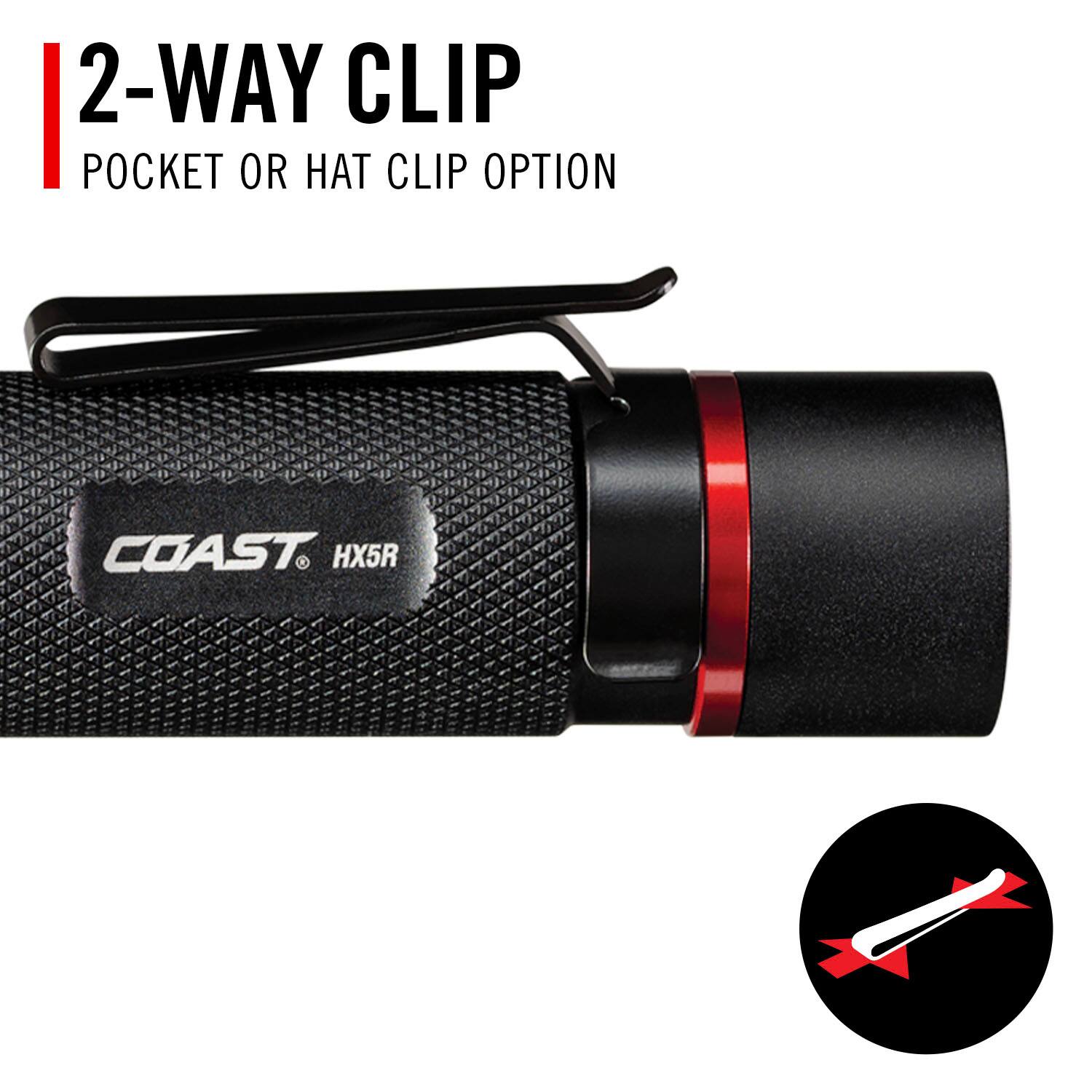2-WAY CLIP POCKET OR HAT CLIP OPTION COAST HX5R