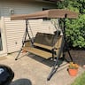 PURPLE LEAF - 2/3-person Deluxe Outdoor Patio Porch Swing with Weather Resistant Steel Frame, Adjustable Tilt Canopy - Beige-3 Person