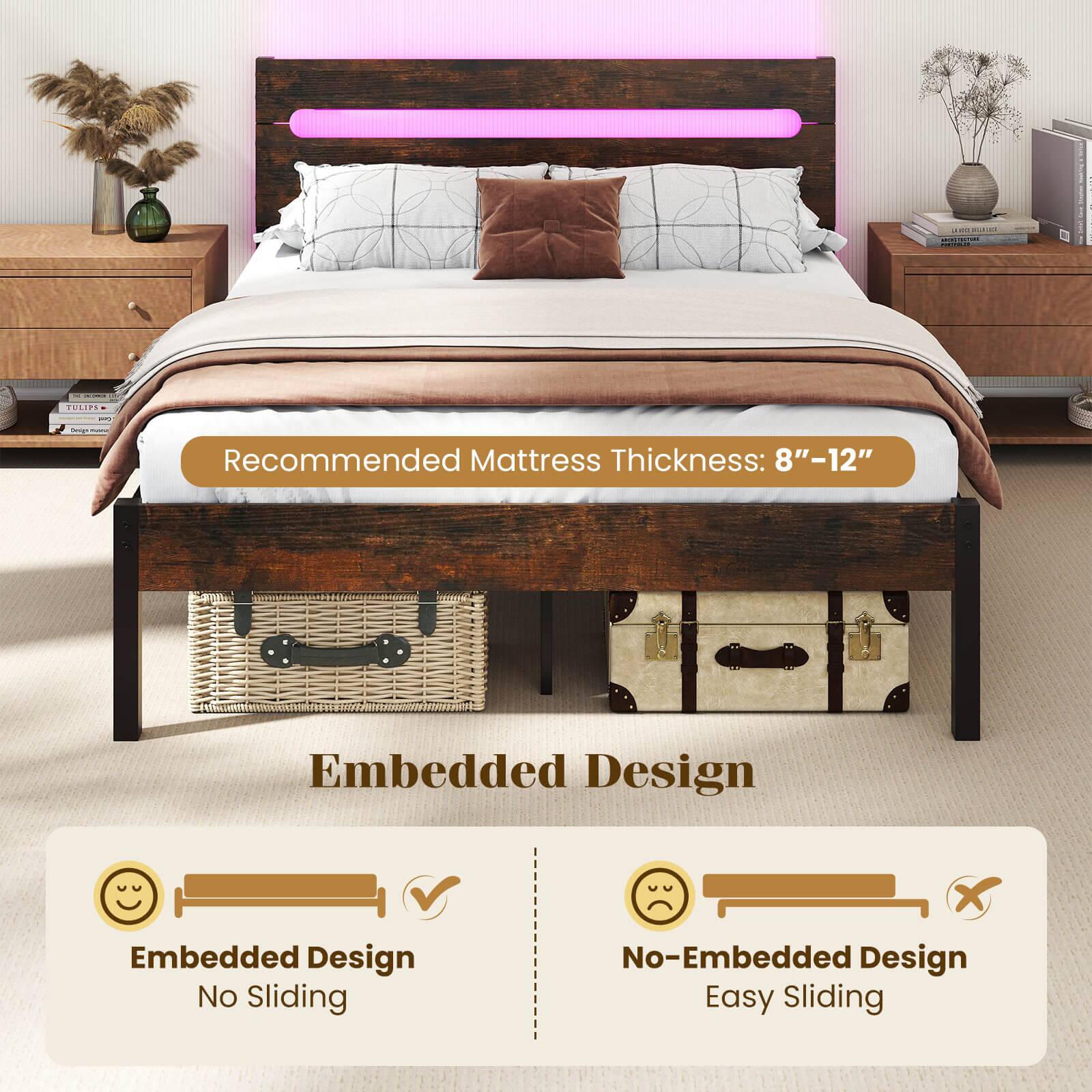 Recommended Mattress Thickness: 8"–12"

Embedded Design

Embedded Design  
No Sliding

No-Embedded Design  
Easy Sliding