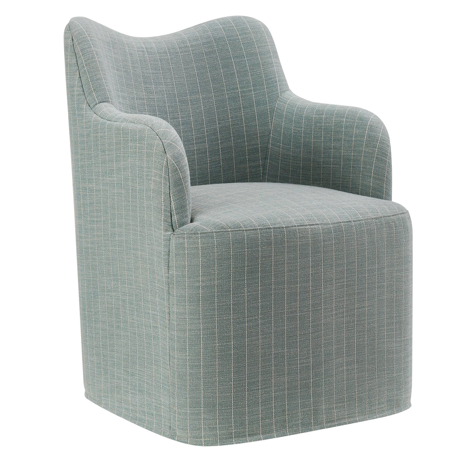 Angle. Modway - Cordelle Linen Blend Swivel Dining Chair by Modway - Spa Blue Stripe.