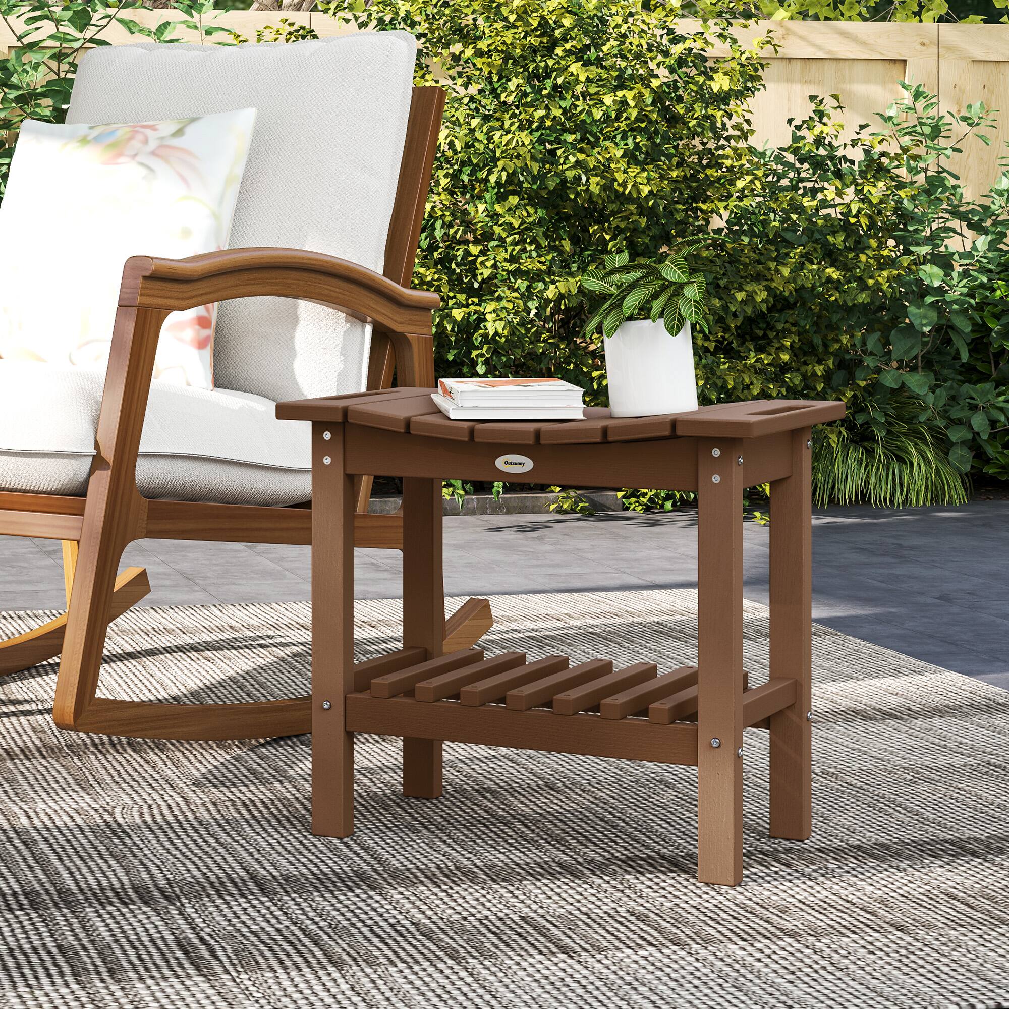 Alt View 8. Outsunny - Shower Bench for Inside Shower, HDPE Shower Stool with Handle, Storage Shelf, Non-Slip Pads - Brown.