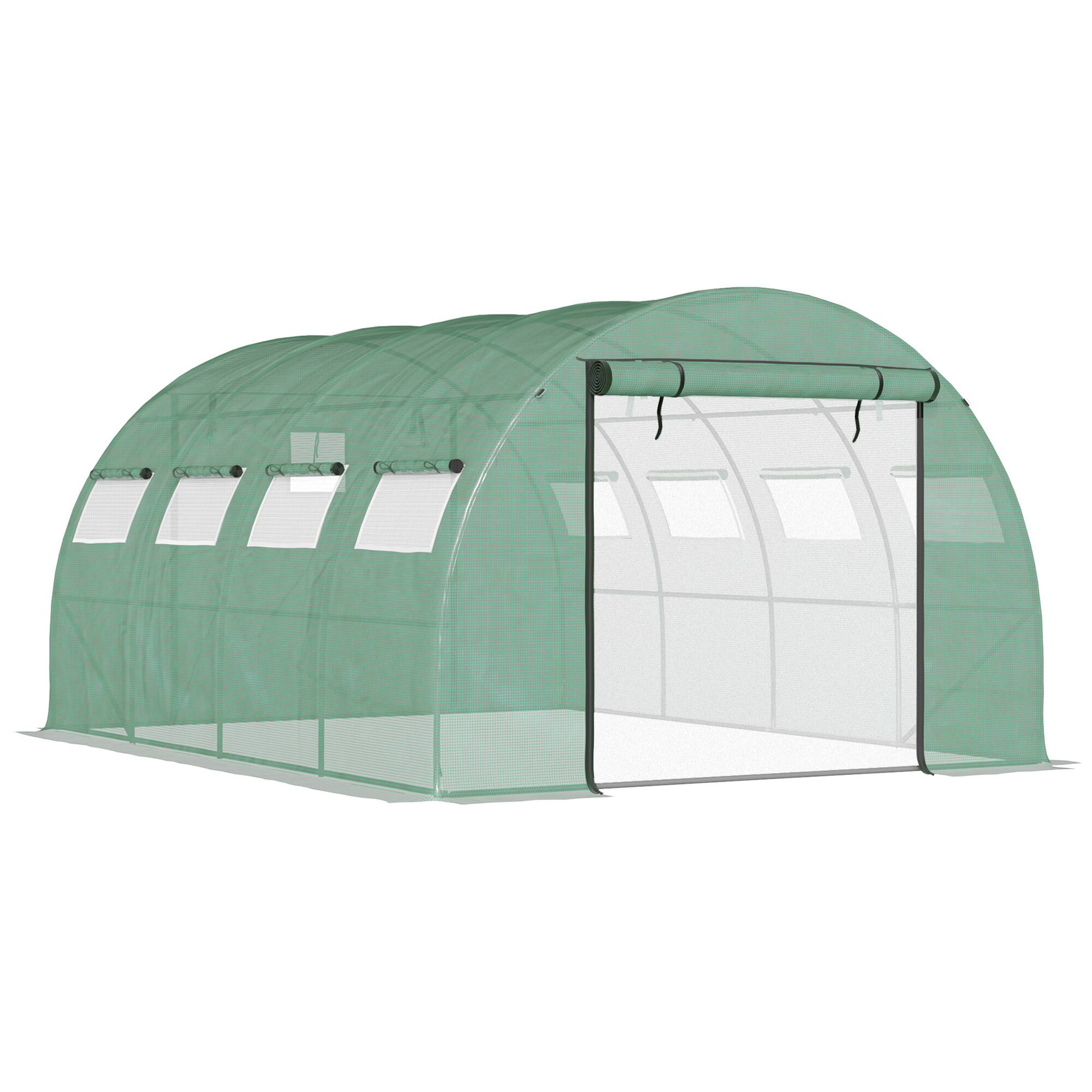 Front. TinyHomie - 13x10x6.5FT Walk-in Tunnel Greenhouse with 2 Zippered Mesh Doors and 10 Mesh Windows Upgraded Gardening Plant Hot House.