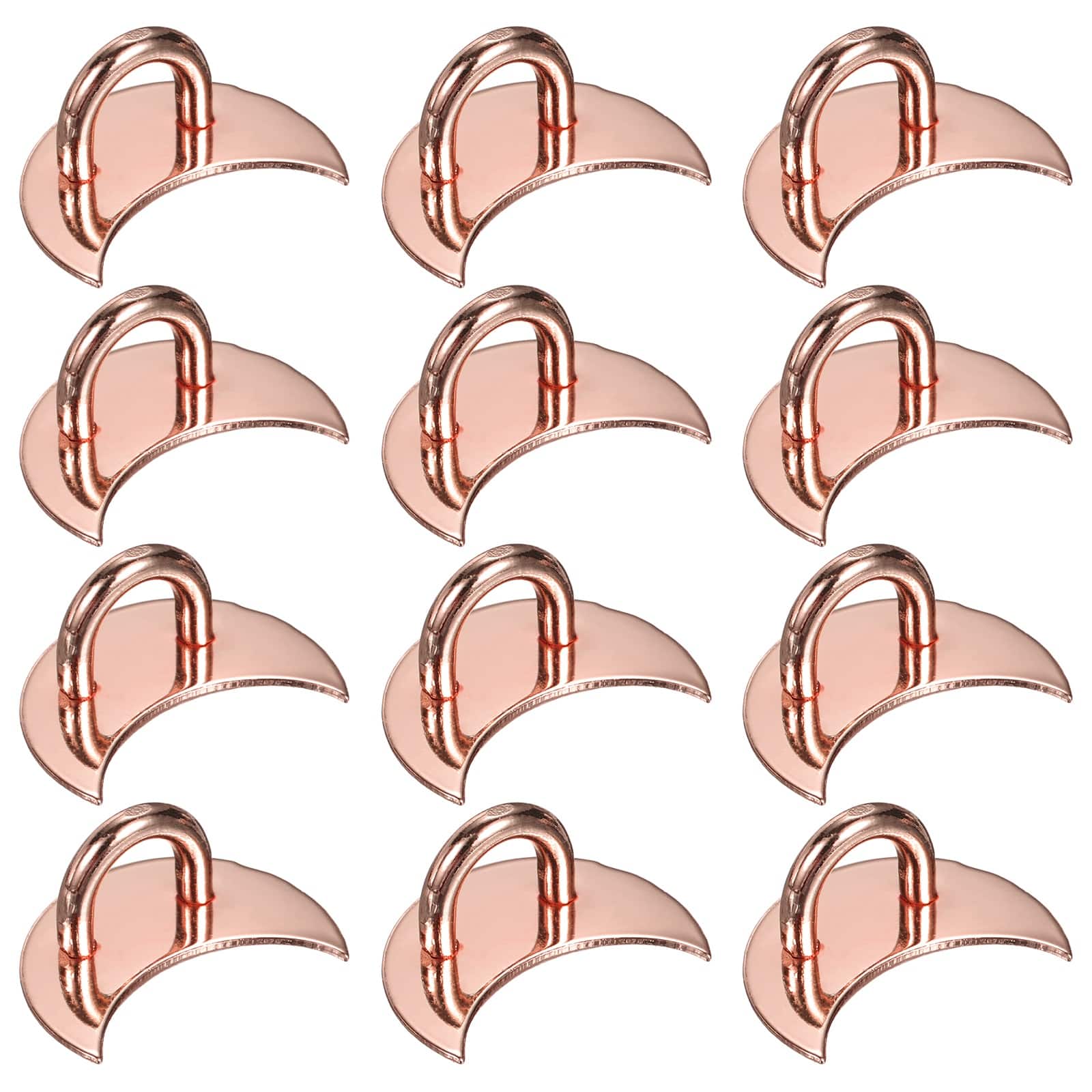 Unique Bargains - Metal Phone Charm Hook 1", 12pcs Adhesive Moon Shaped Finger Grip for Smartphones Keychain Tablet Case Accessories - Rose Gold