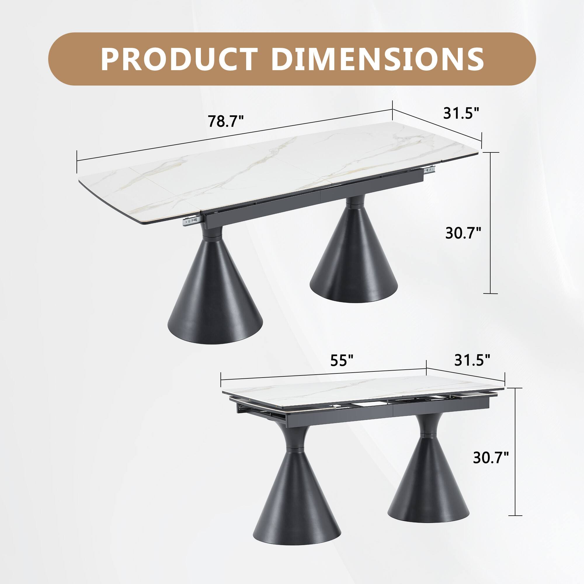 PRODUCT DIMENSIONS

78.7" x 31.5" x 30.7"  
55" x 31.5" x 30.7"