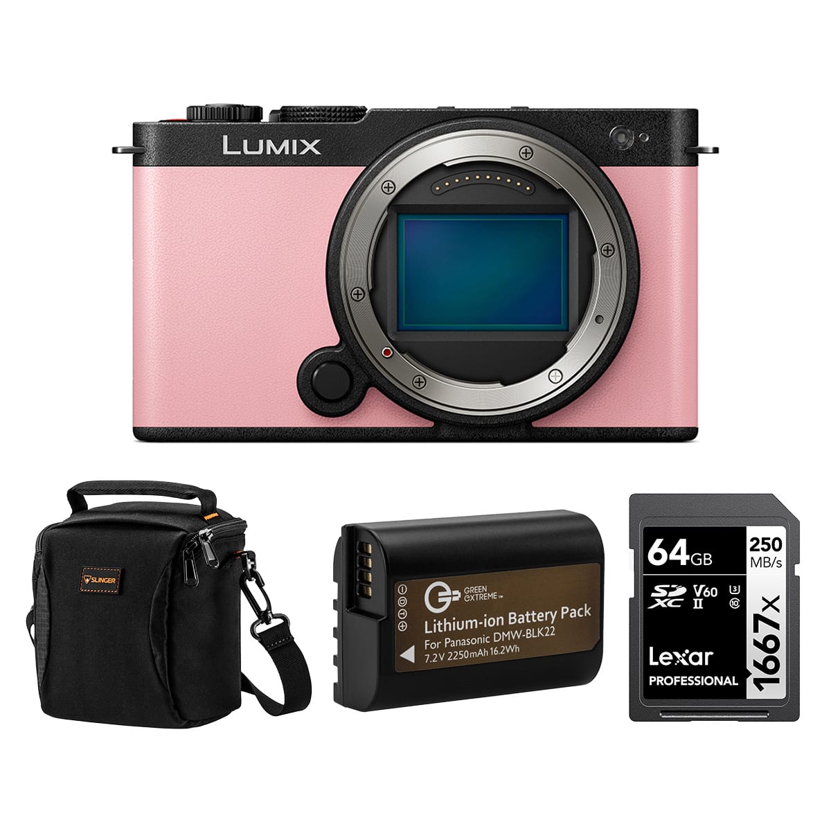 Bundle - Panasonic - LUMIX S9 Mirrorless Camera, Pink, with SILVER Series Professional 1667x 64GB UHS-II SDXC Memory Card, price history on PriceWatchPro