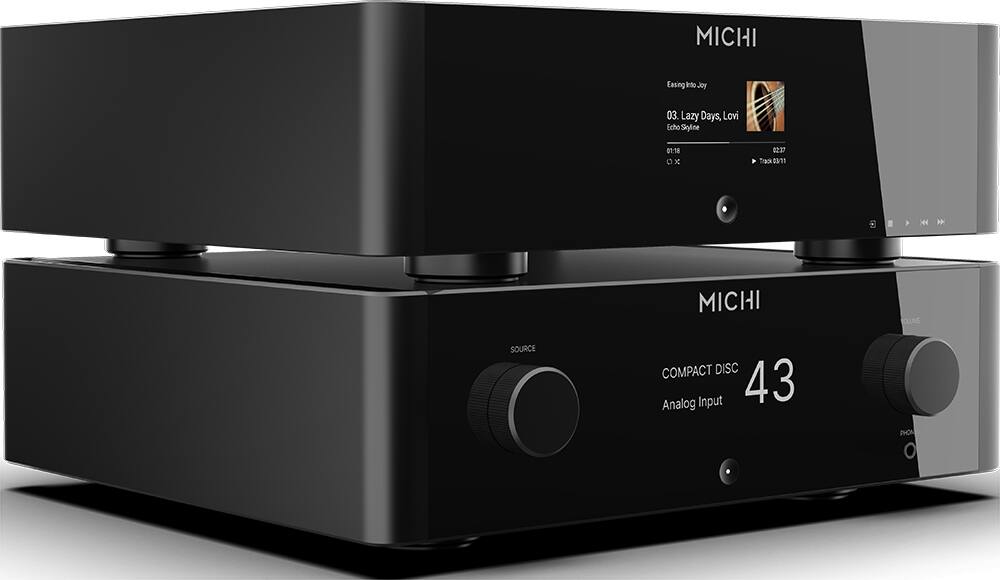 MICHI  
Easing Into Joy  
03. Lazy Days, Lovi  
Echo Skyline  
0:18 x 02:37  
Track 03/11  

MICHI  
VOLUME  
SOURCE  
COMPACT DISC 43  
Analog Input  
PHONO