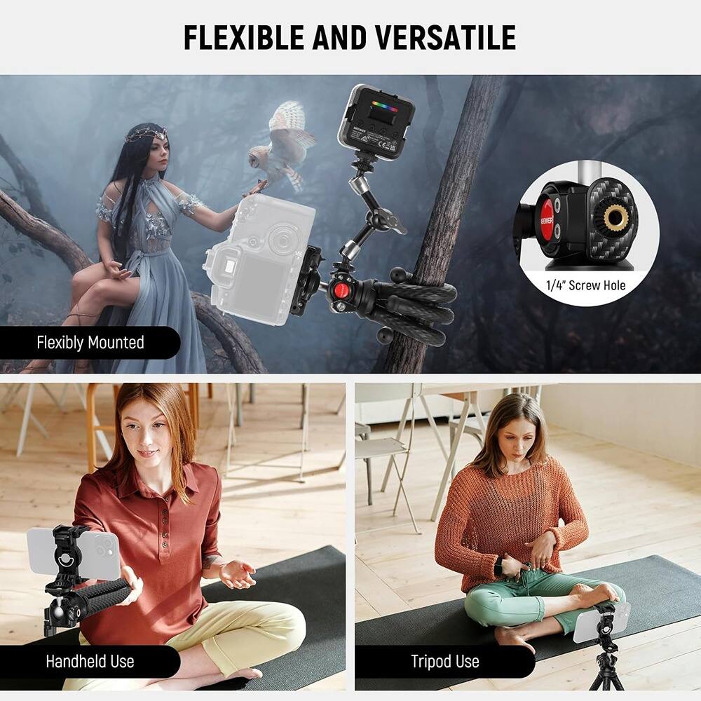 FLEXIBLE AND VERSATILE

- Flexibly Mounted
- Handheld Use
- Tripod Use

1/4" Screw Hole