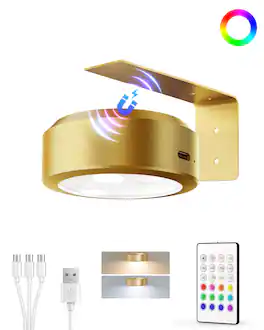EZVALO - 1 Pack LED Picture Light Wireless Smart Recessed Lighting Wall Decor Light Painting Light with 3 Color Temps - Gold