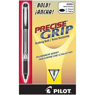 Pilot - Precise Grip Rollerball Pens, Bold Point, Black Ink, Dozen (28901)