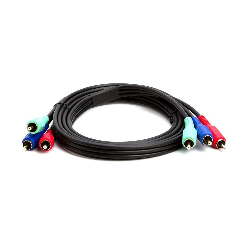 Angle. Cmple.com - 3 RCA Component Video Cable 6ft Black Male to Male Gold-Plated RGB HDTV Cord - Black.