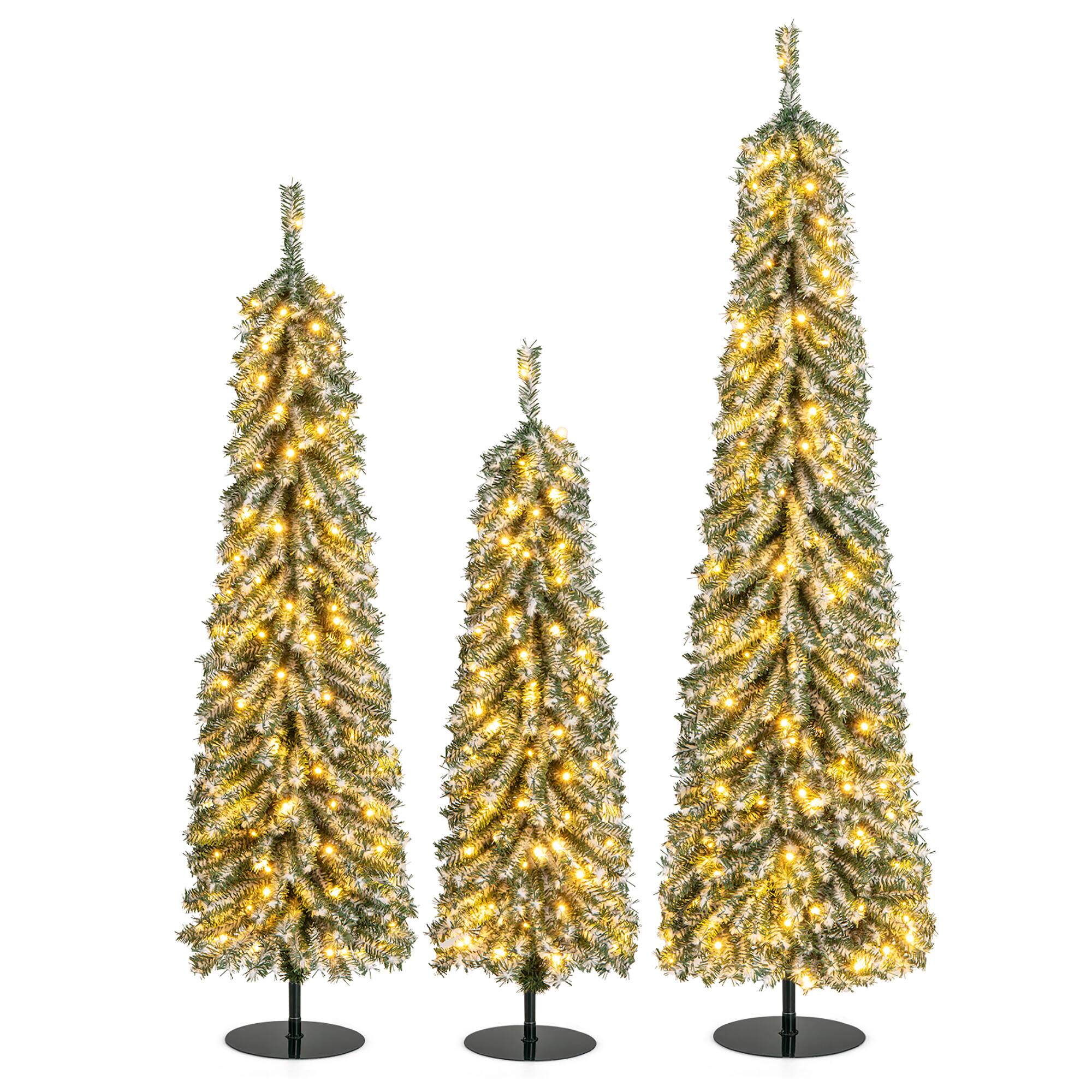 Alt View 9. Gymax - Gymax 4 FT 5' 6' Artificial Christmas Tree Set of 3 w/ Realistic Accumulated Snow - Green, Black.
