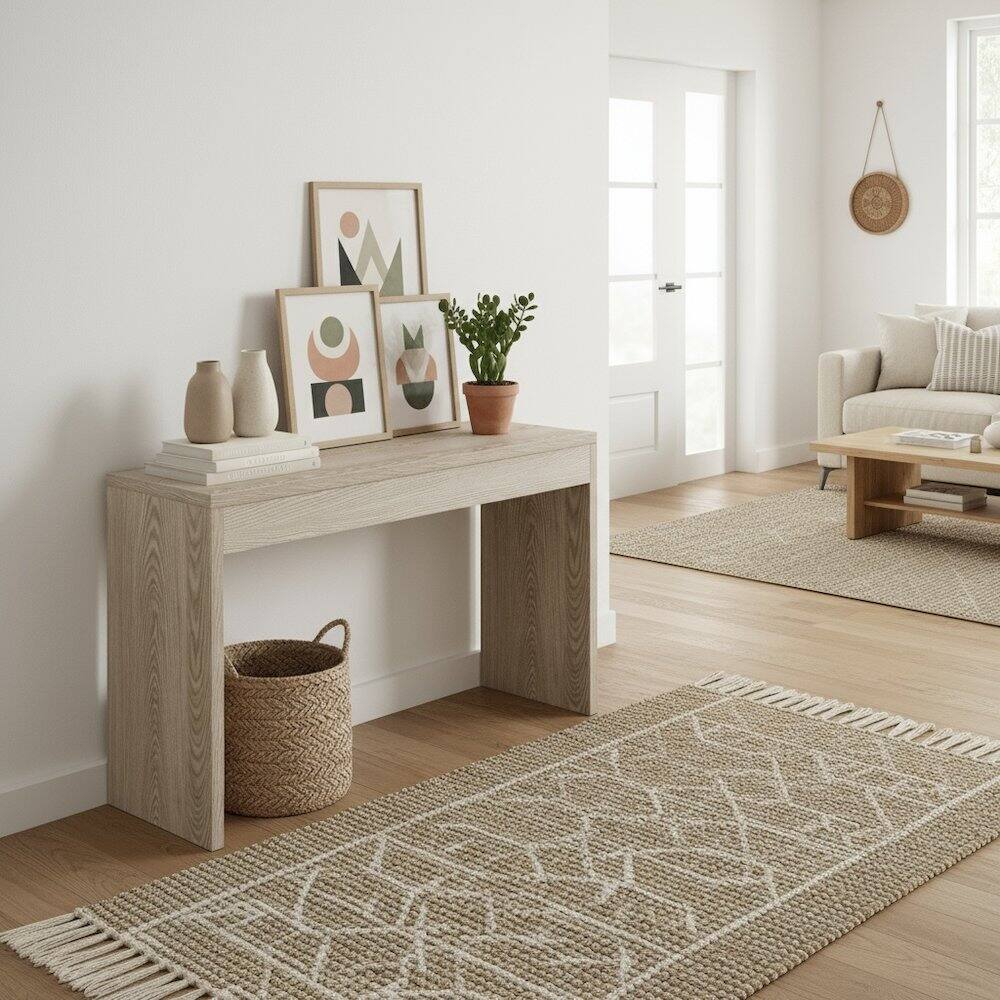 Back. FurniFact - Console Desk Hall Table Wide Spacious Top - Ice White.