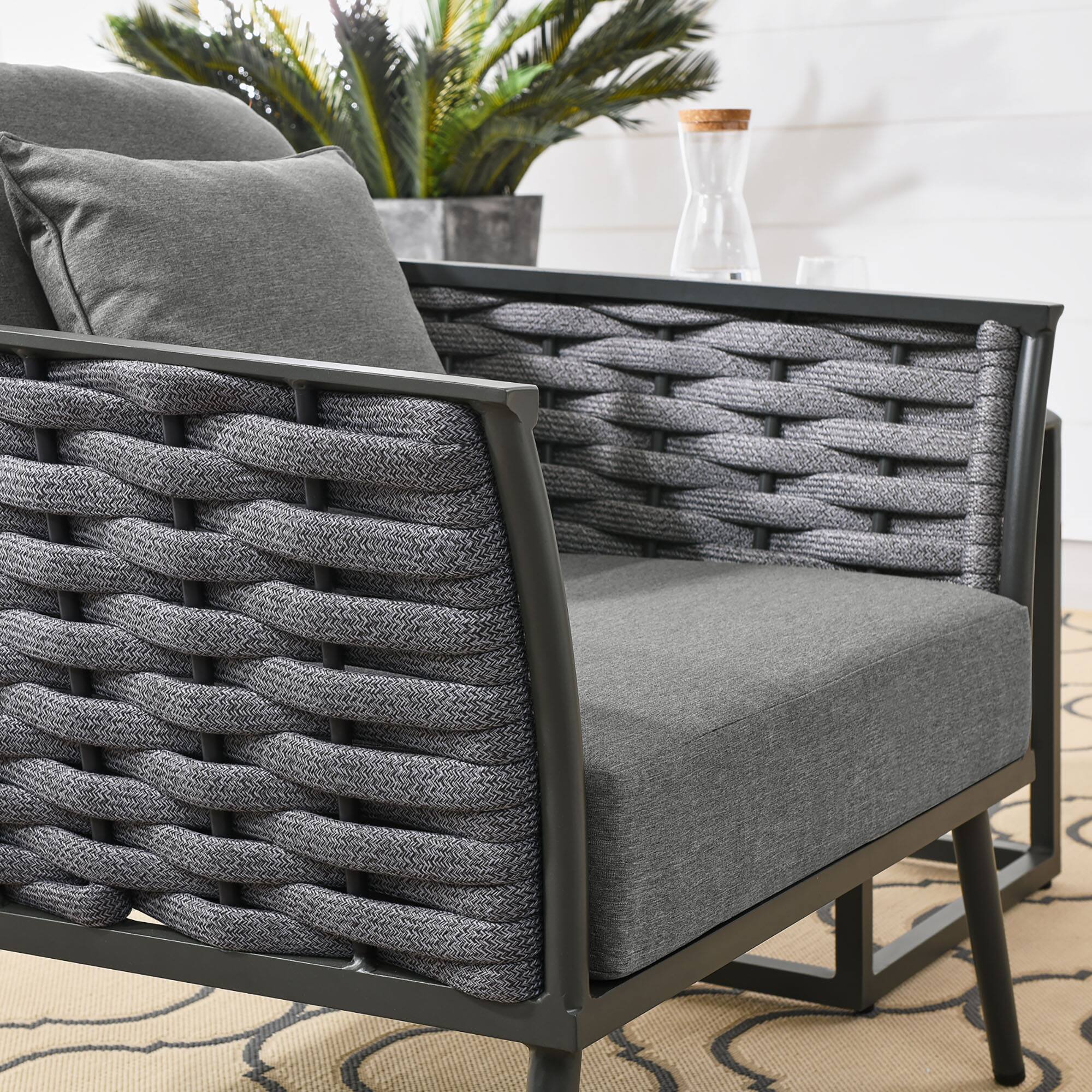 Left. Modway - Stance Outdoor Patio Aluminum Armchair by Modway - Gray Charcoal.