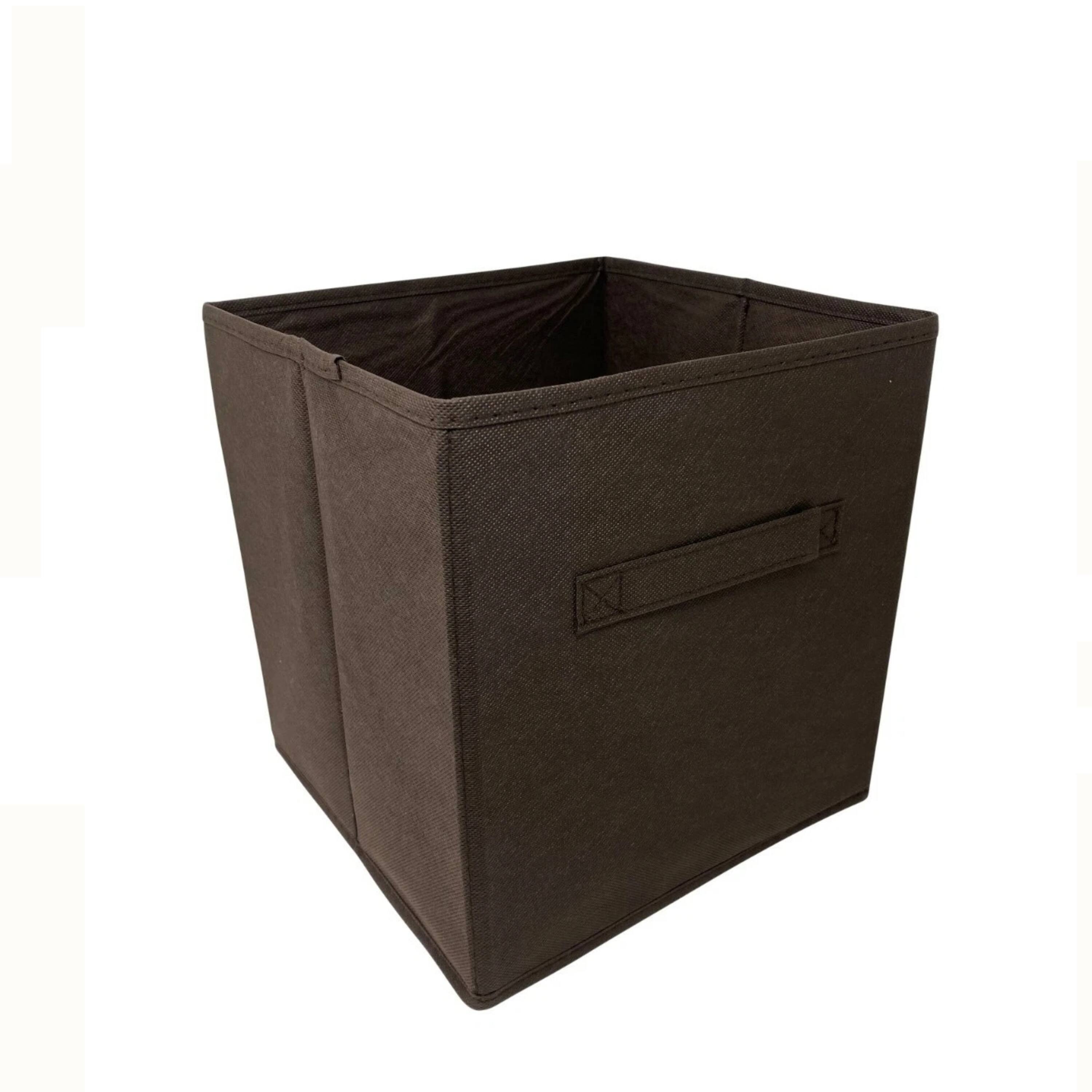 Back. Kitcheniva - Fabric Storage Cube Bins Organizer Basket Containers Bins Metal Handle 10 Inch 6 Pack Brown.