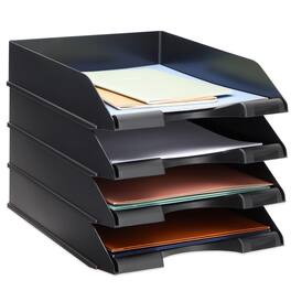 Paradigms Interiors - Paper Trays For Classroom - 10 X 13..5 In Desk Organizer Stacking Organization & Office Document Storage - Black