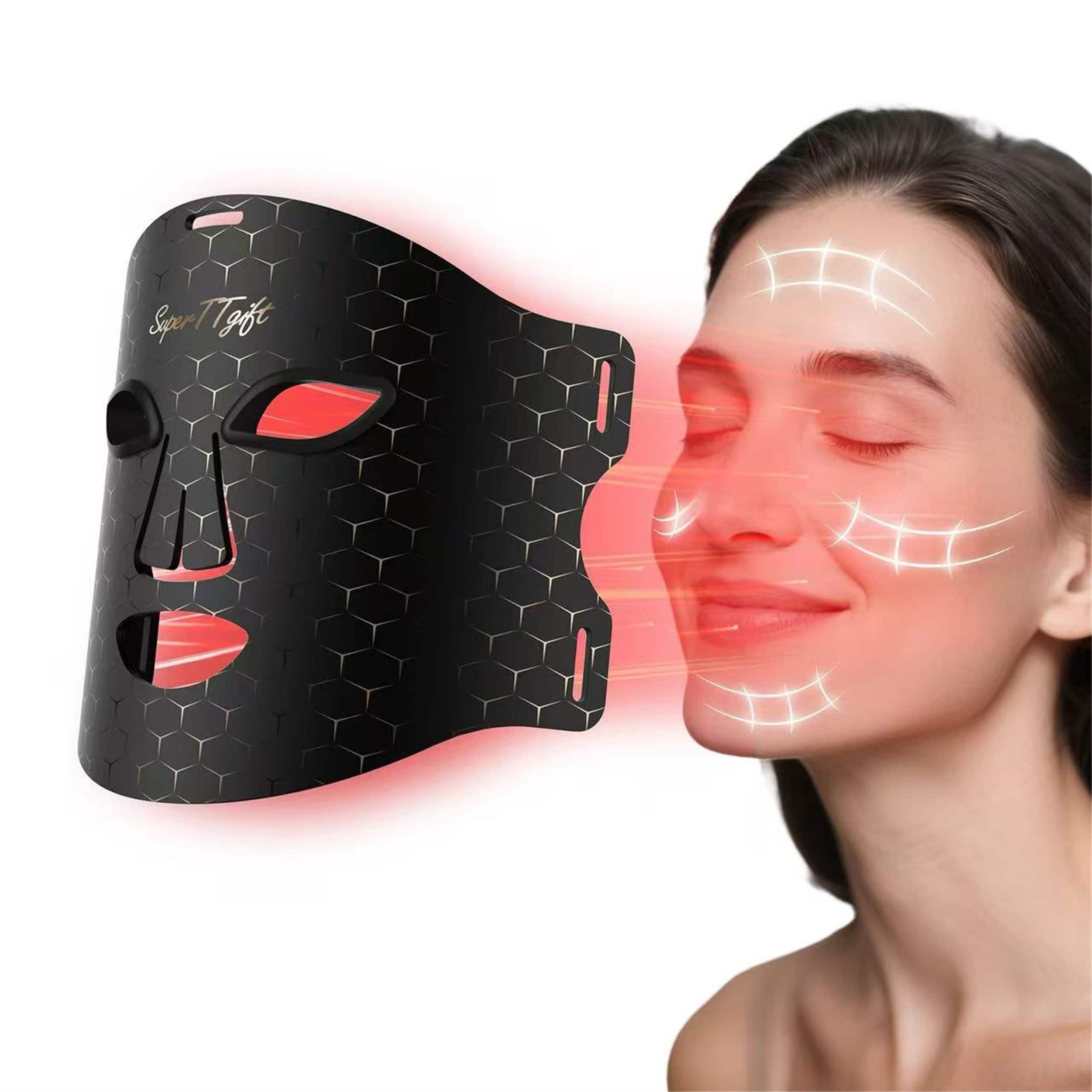 NWNOWN - Red Light Therapy for Face, 3 Modes Portable Led Face Mask Light Therapy with Remote - Black Color