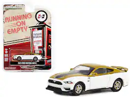 2021 Ford Mustang Mach 1 White & Gold w/Black Stripe "Hurst Performance" "Running on Empty" 1/64 Model Car by Greenlight