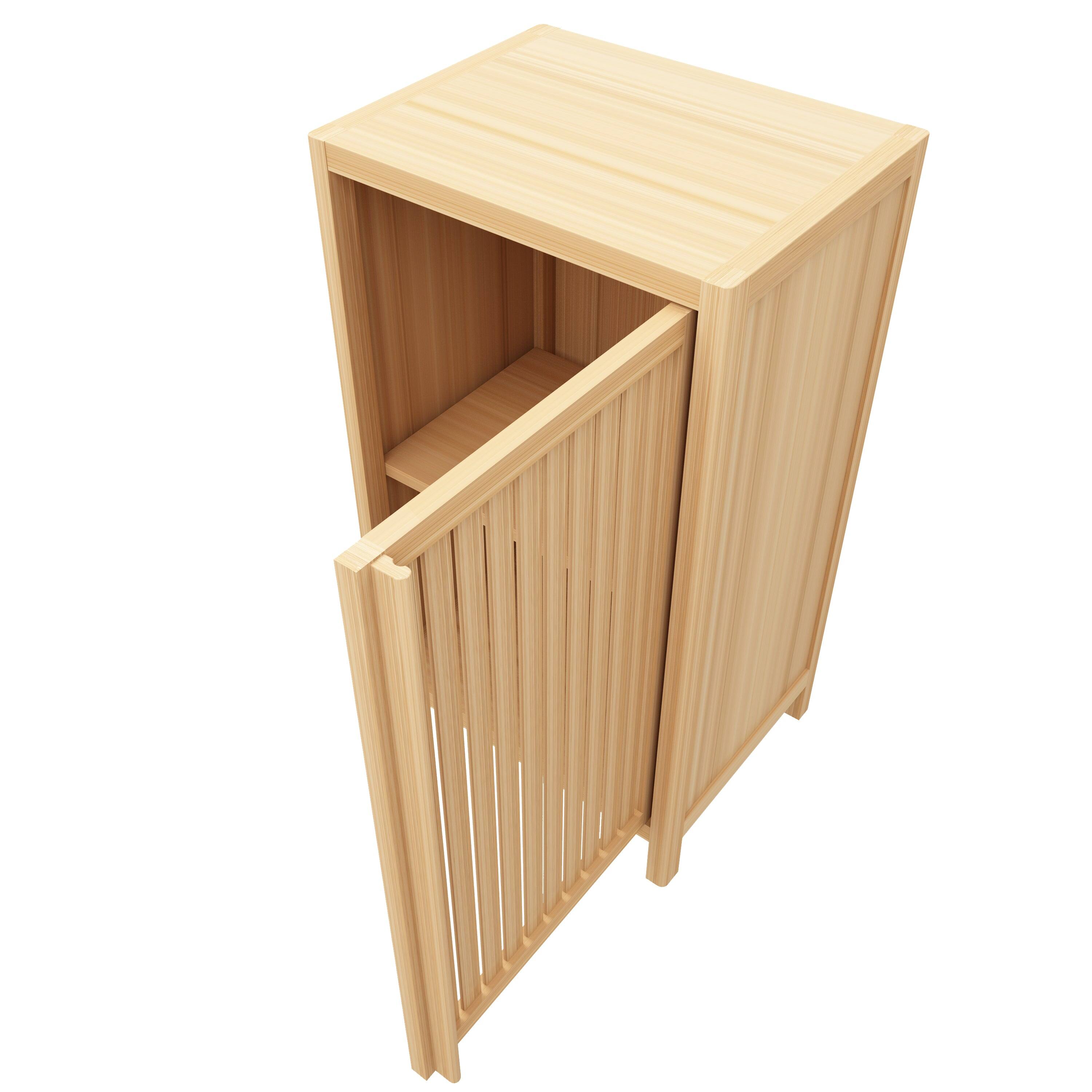 Alt View 5. Boyel Living - Bathroom Bamboo Storage Cabinet Freestanding Floor Organizer with Door and Shelf - Natural,Natural Wood.