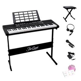 StarQuest - 61 Key Portable Electronic Keyboard Piano Kit – Digital Piano for Beginners and Experienced Musicians, With - Black