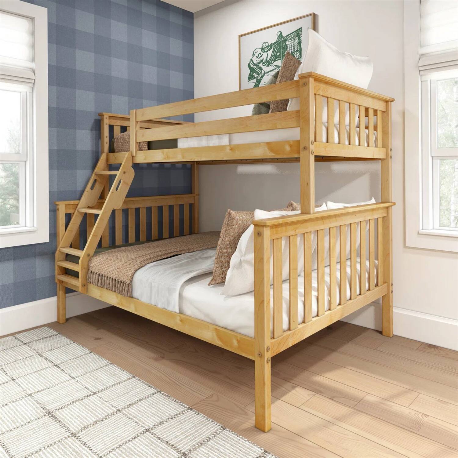Alt View 1. Hivvago - Hivvago Twin over Full size Solid Wooden Bunk Bed in Wood Finish - Natural.