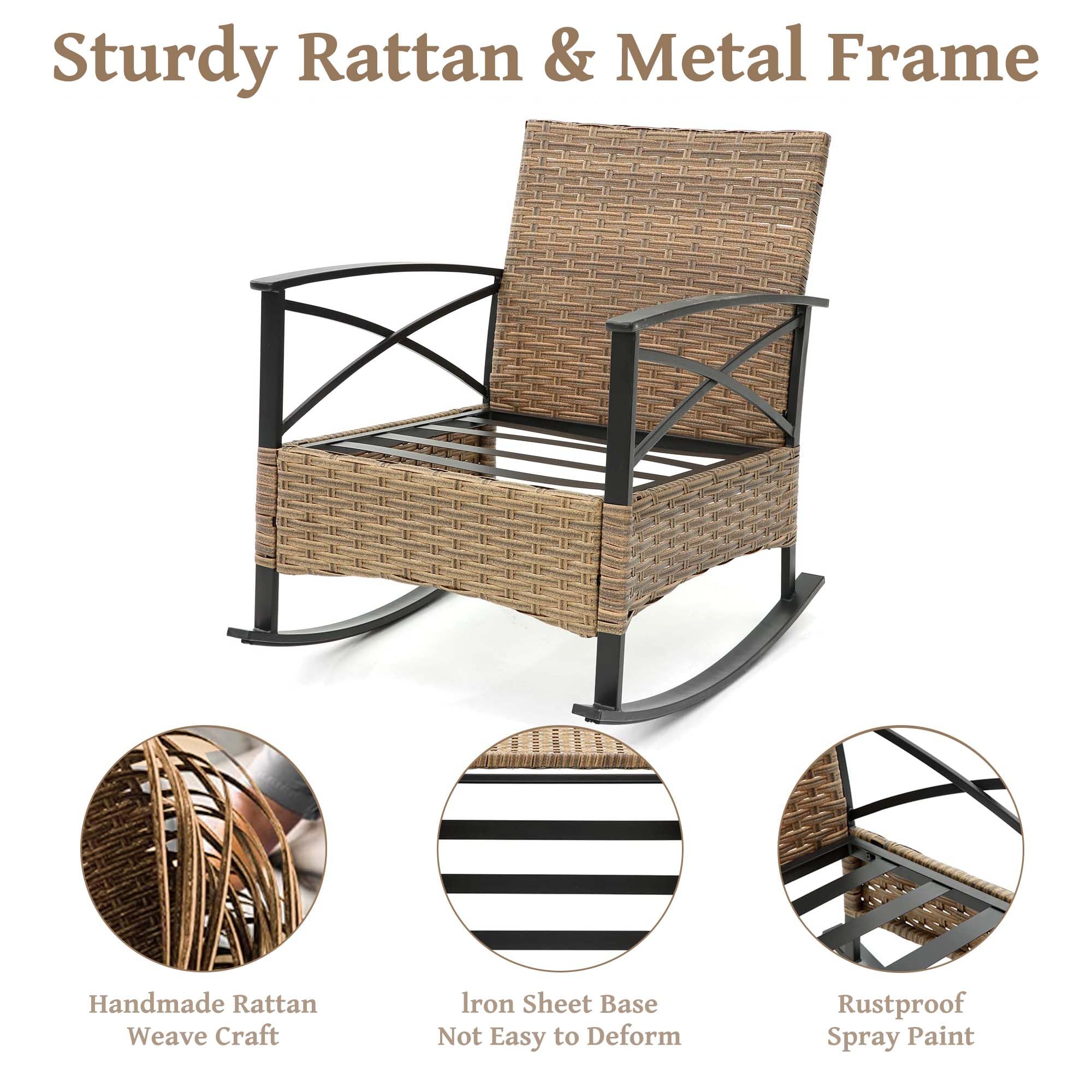 Sturdy Rattan & Metal Frame

- Handmade Rattan Weave Craft
- Iron Sheet Base Not Easy to Deform
- Rustproof Spray Paint