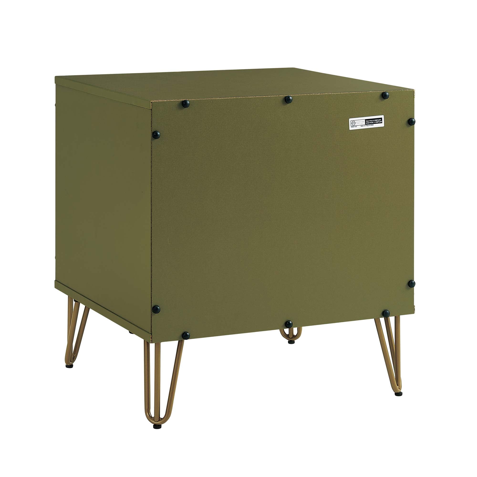 Alt View 4. Manhattan Comfort - Dumbo Modern 20" Fluted Nightstand - Set of 2 - Olive Green.