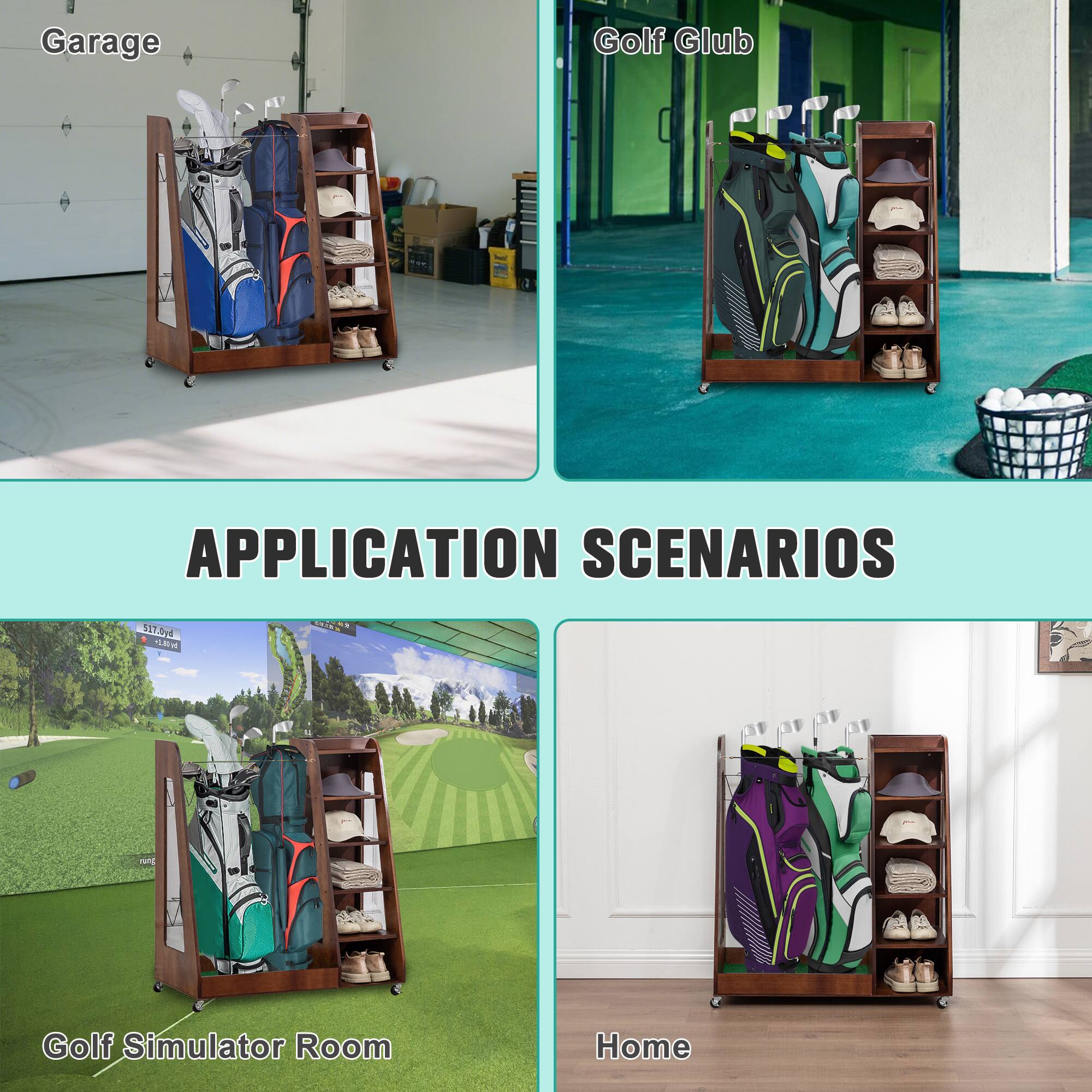 Garage  
Golf Club  
Golf Simulator Room  
Home  

APPLICATION SCENARIOS