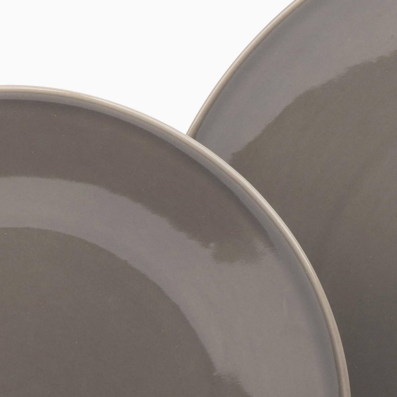 Alt View 3. Larder & Vine - 16-Piece Classic Dinnerware Set for 4, Ceramic Stoneware Made in Portugal - French Gray.