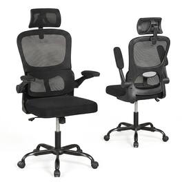 Gymax - Ergonomic Office Chair w/Rocking Backrest Lumbar Support Adjustable Headrest - Black