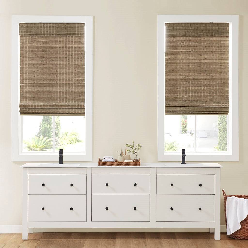 Alt View 1. BreeBe - Bamboo Light Filtering Roman Shade 64'L - Natural Ash.
