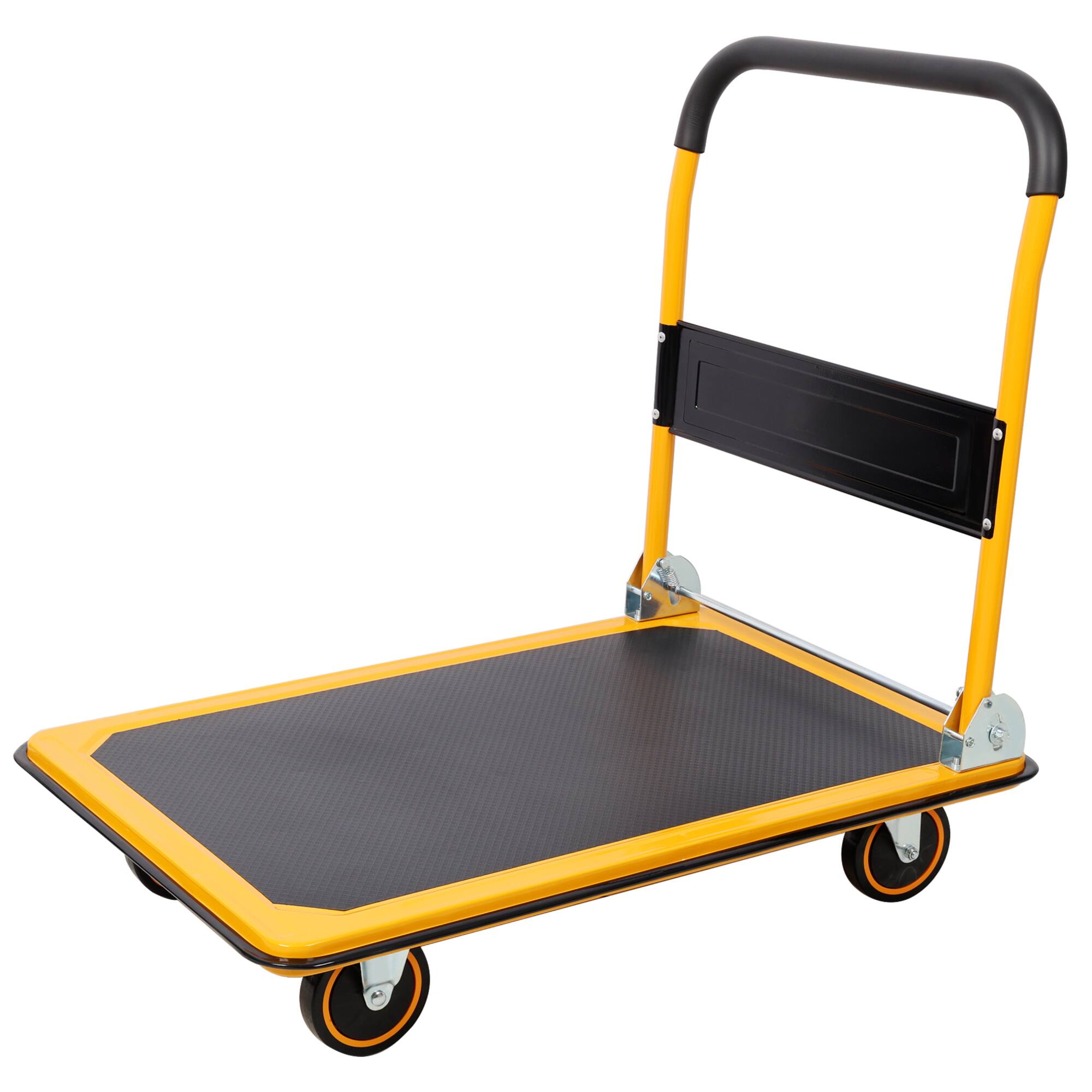 Angle. ELEMENT ACE - Foldable Platform Truck Push Dolly with 660 lb Weight Capacity for Versatile Use in Various Environments - Yellow.