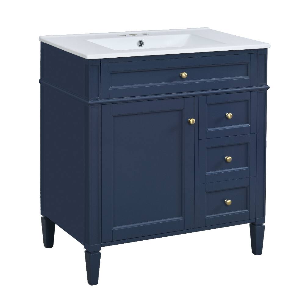 Alt View 6. Loheer - Loheer 30 Inch Bathroom Vanity with Sink Blue Modern Single Sink Bathroom Vanity - Blue.