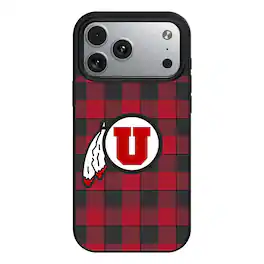 Keyscaper - NCAA - Utah Utes Plaid Magnetic Bump iPhone Case - 15 - Black