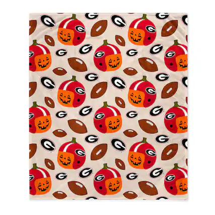 Front. Pegasus - Georgia Bulldogs 60" x 70" Pumpkin Helmet Corral Fleece Blanket - Multicolor.