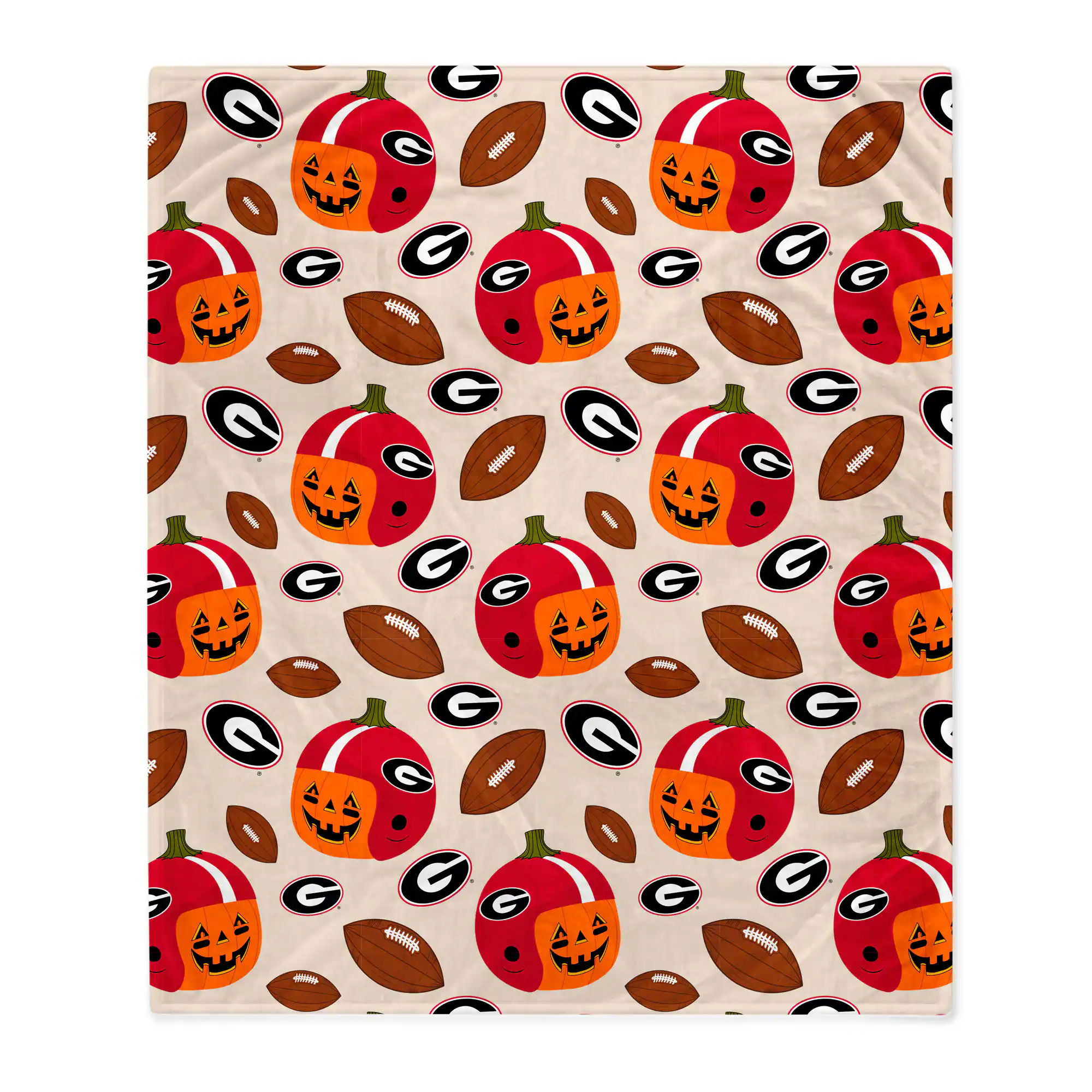 Pegasus - Georgia Bulldogs 60" x 70" Pumpkin Helmet Corral Fleece Blanket - Multicolor