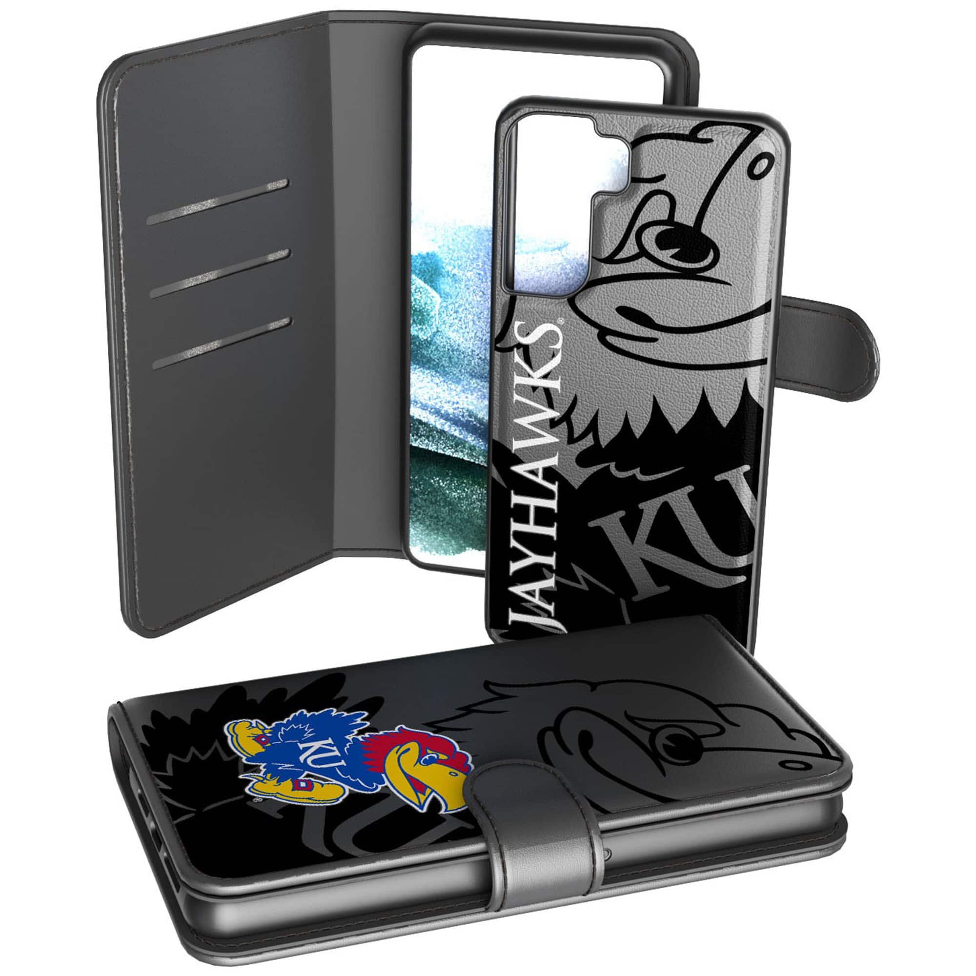 Keyscaper - NCAA - Kansas Jayhawks Samsung Galaxy Mono Tilt Wallet Case - S20 - Multicolor