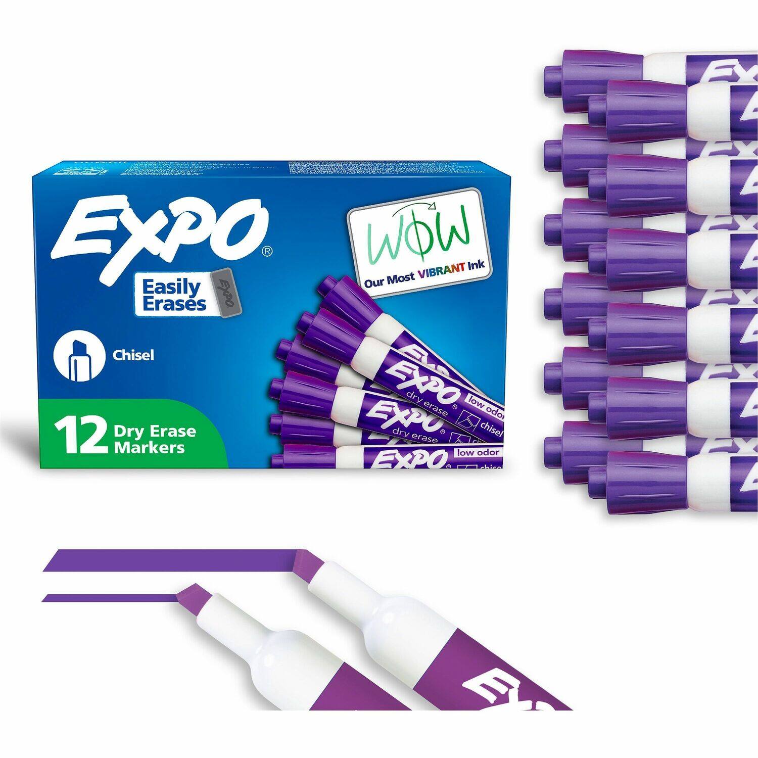 EXPO WOW VIBRANT Ink Our Most Easily EXPO Erases Chisel S EXPO dry erase low odor 12 Dry Erase EXPO dry erase chisel Markers low odor