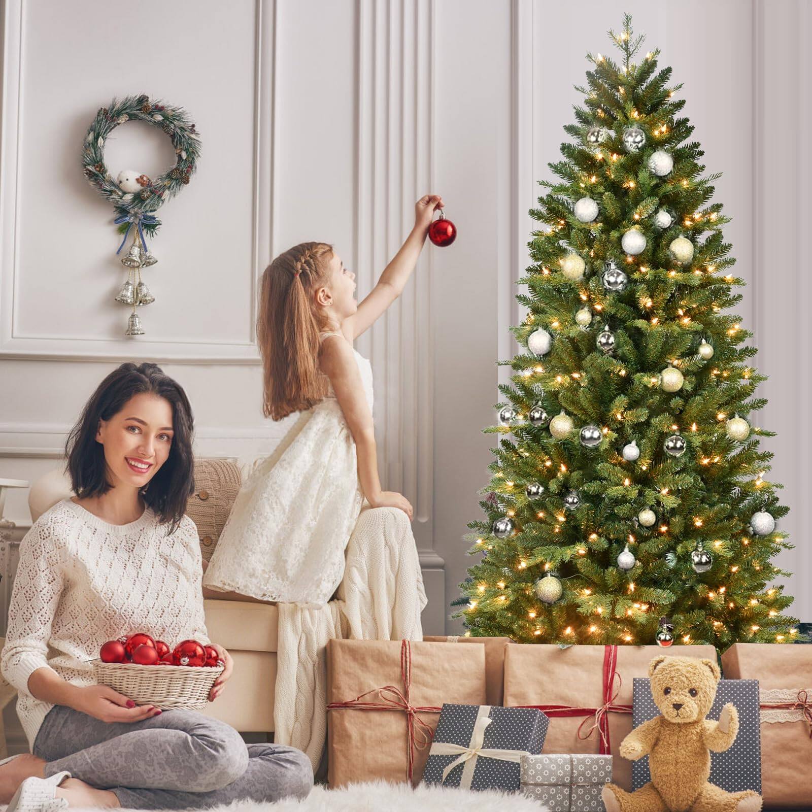 Alt View 9. Skar Audio - Prelit Artificial Christmas Tree With 400 Lights Easy Assembly Hinge Design Skinny Xmas Trees 1316 - Prelit 5ft.