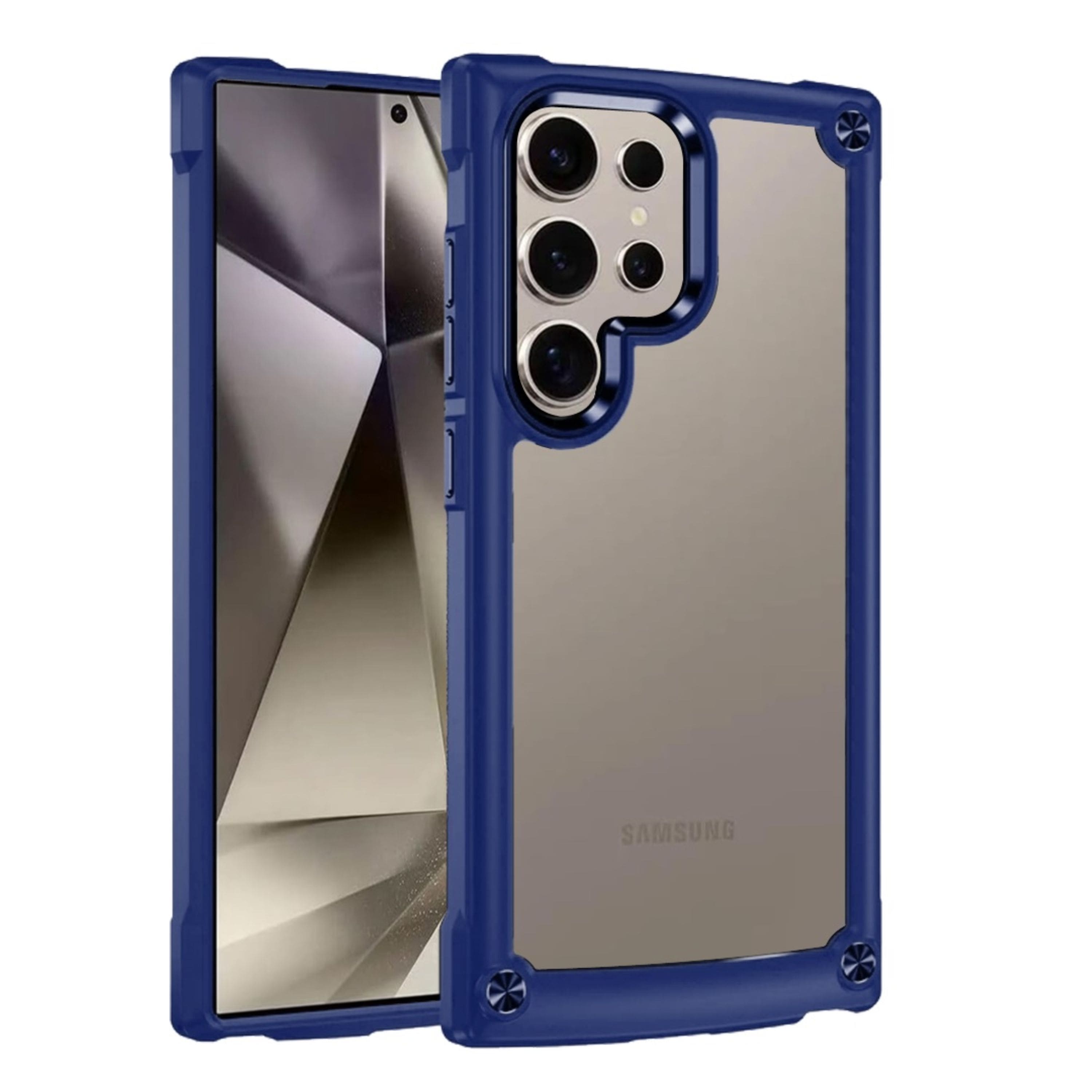 Kitcheniva - Hybrid Phone Case With Raised Bezel Metal Buttons Tempered Glass For Samsung Galaxy S25 Ultra - Blue price history on PriceWatchPro